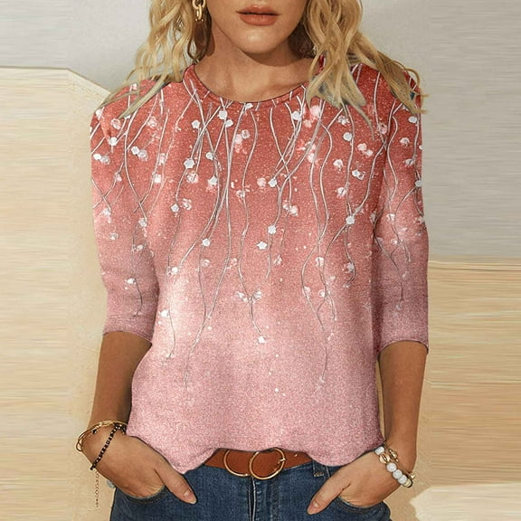 Women Fashion Print Casual Point Sleeve Round Neck T Shirt Top Womens Athletic Tee Womens Running Tee Shirts Stripped Short Sleeve Shirt Women Athletic Top Women Shirt Athletic Women Summer Women