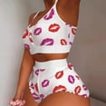 thumbnail image 1 of Women Fashion Print Pajamas Set Vest Bra Top Short Sleepwear Nightwear Lingerie, 1 of 9
