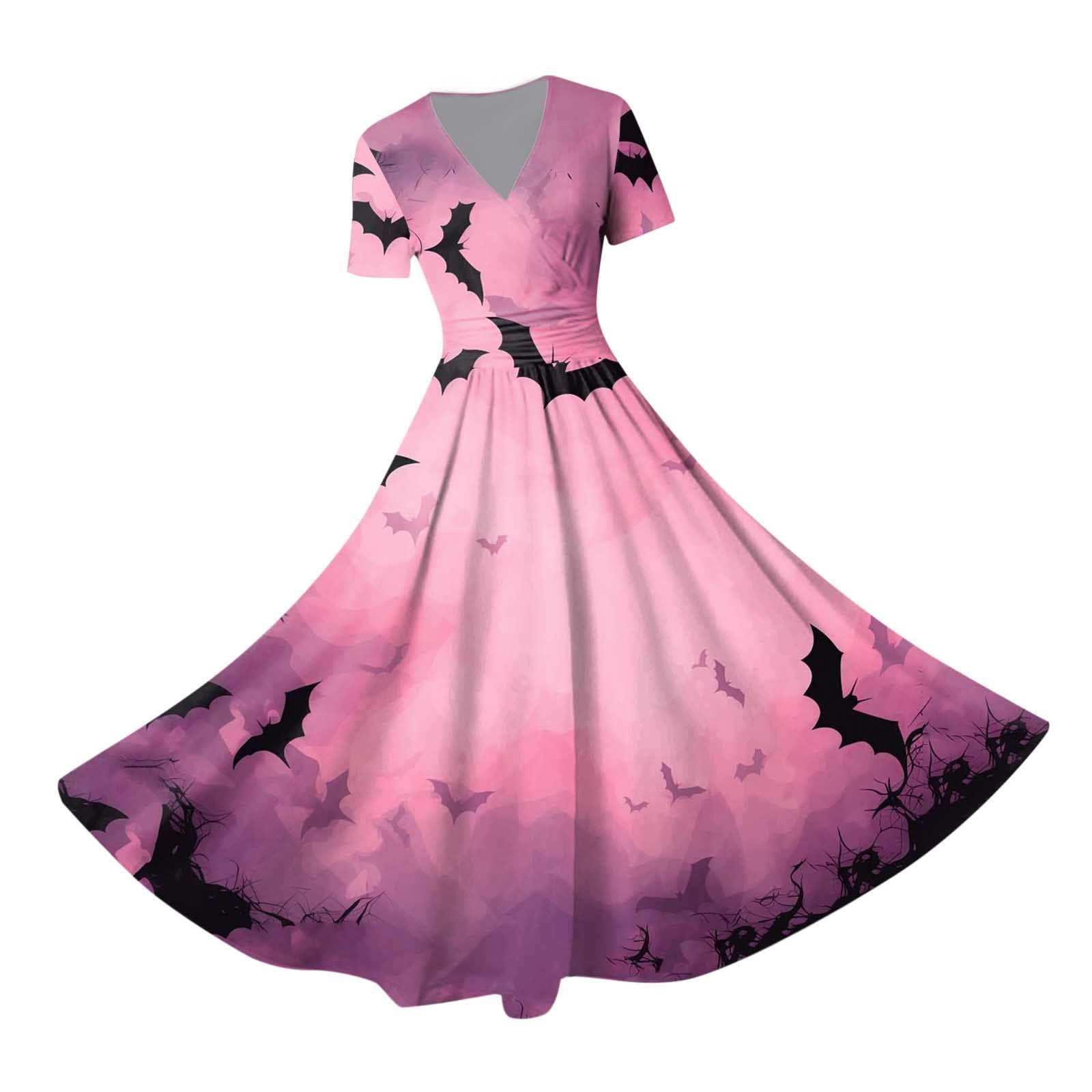 Women Fashion Print V Neck Short Sleeve Long Dress Elegant Temperament Long  Dress Gowns for Women Women plus Evening Formal Dresses Hi Low Dress Formal  Olive Short Formal Dress Semi Formal Dress