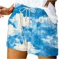 thumbnail image 1 of Women Fashion Printed Shorts Casual Loose Drawstring Hawaiian Swim Trunks Elastic Waist Straight Sports Shorts, 1 of 4