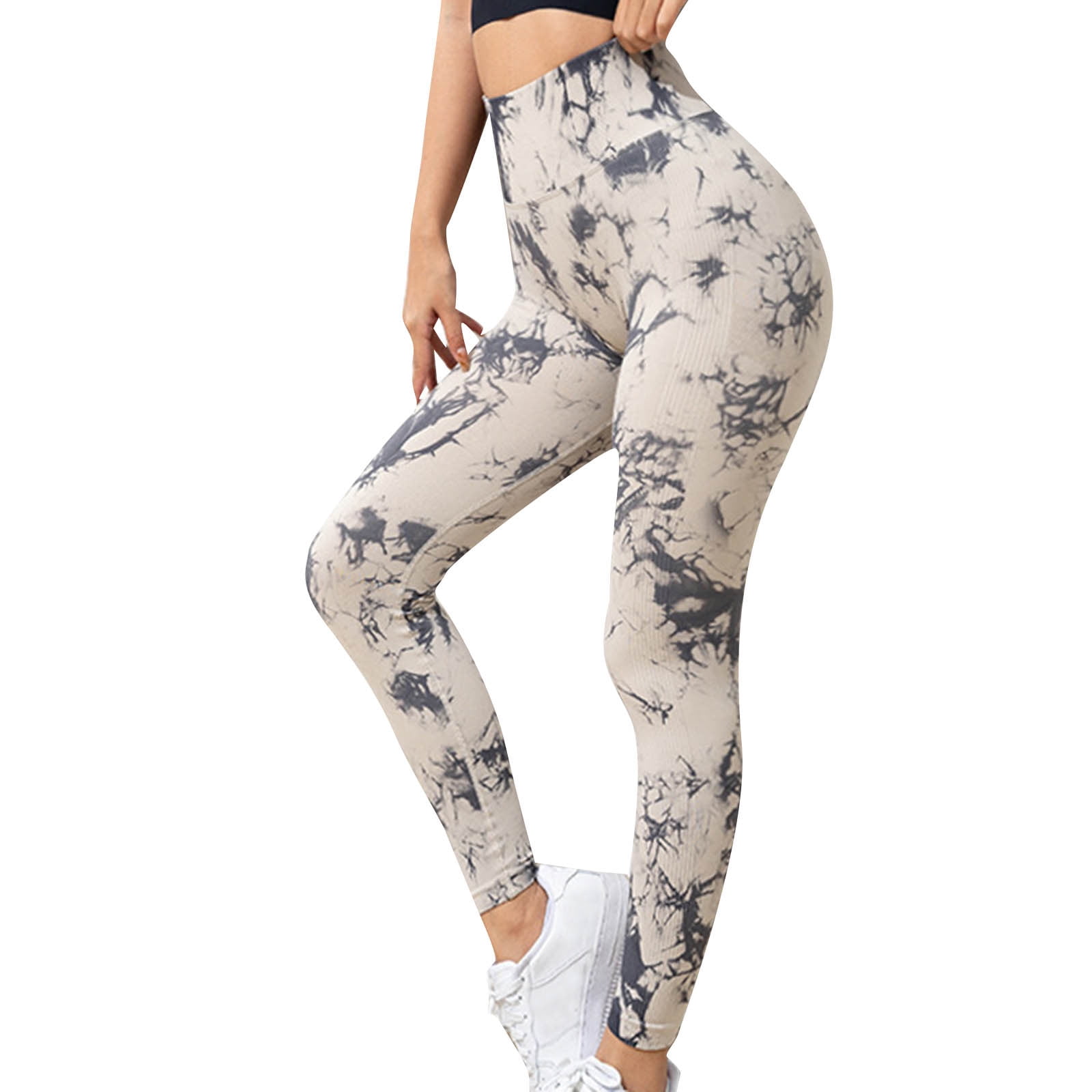 GetUSCart- ODODOS Women's Out Pockets High Waisted Pattern Yoga Pants,  Workout Sports Running Athletic Pattern Pants, Full-Length, Plus Size,  White Camo, XX-Large
