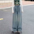 thumbnail image 1 of Women Fashion Retro Draped High Waist Loose Straight Leg Floor Length Wide Leg Jeans Jean Pants for Women Party Oversized Jean Pants for Women High Waist Women Wide Pants High Waist Jean Tall Women on, 1 of 4