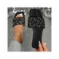 thumbnail image 1 of Women Fashion Rhinestone Square Toe Slide Sandals Summer Dressy Comfortable Slip-On Flat Shoes, 1 of 7