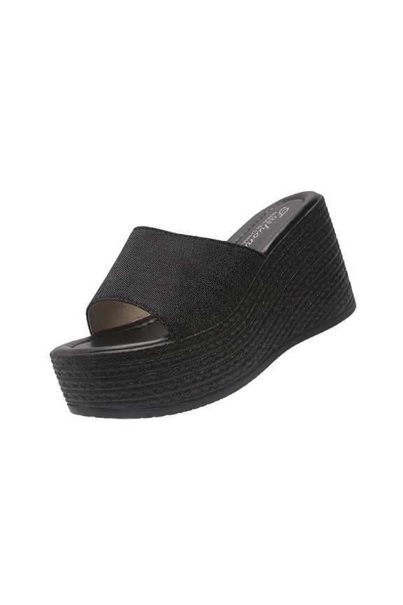 Women Fashion Sandals Wedges Sandals Platform Casual Summer High Heels Open Toe Espadrilles Sandal Slip on Shoes Women Dressy Platform Heel Arch Support Slip Sandals