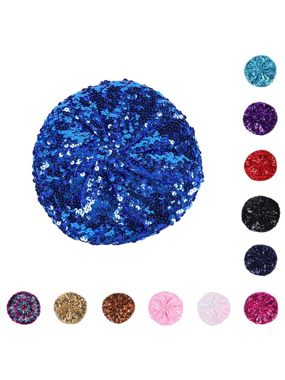 Women Fashion Sequins Beret Colorful Cap Nightclub Dress Hat
