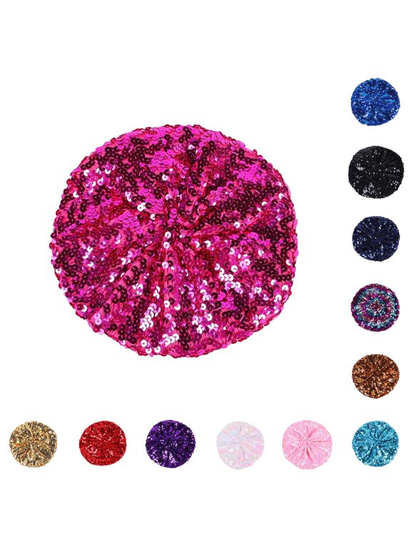 Women Fashion Sequins Beret Colorful Cap Nightclub Dress Hat