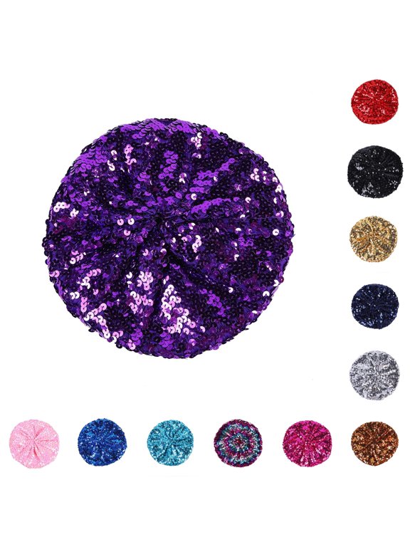 Women Fashion Sequins Beret Colorful Cap Nightclub Dress Hat