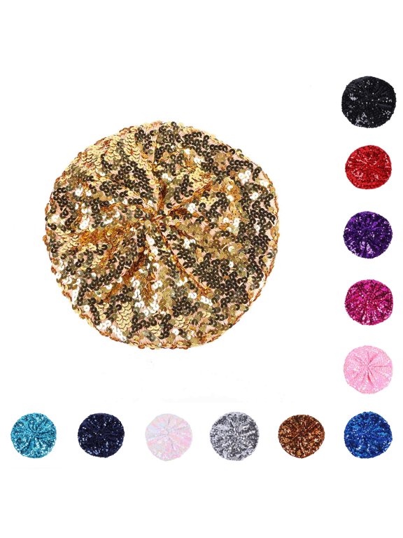 Women Fashion Sequins Beret Colorful Cap Nightclub Dress Hat