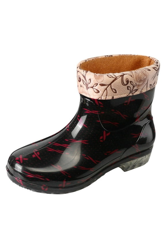 Women Fashion Short Boots Cute Girls Rubber Outsole RainnBoots Non Slip Comfortable Work Shoes