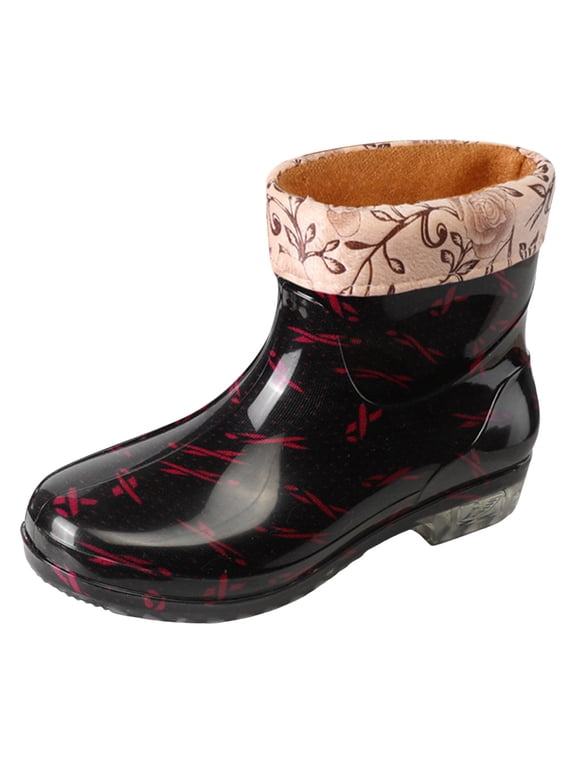 Women Fashion Short Boots Cute Girls Rubber Outsole RainnBoots Non Slip Comfortable Work Shoes