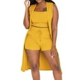 thumbnail image 1 of Women Fashion Shorts Two-Piece Set Women Fashion Casual Stretchy Wear 2022 Solid Color 3 Piece Pants Set Ladies Ribbed Casual Sleeveless Coat Vest And Shorts Suits, 1 of 5