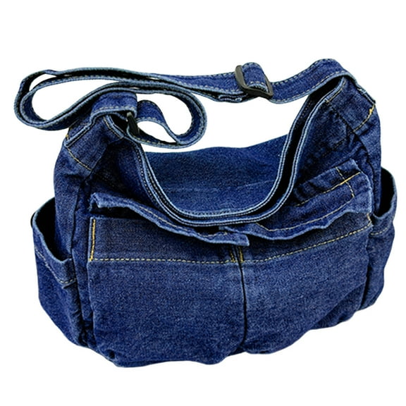 Women Fashion Shoulder Bag Adjustable Strap Denim Retro Sling Bag (Dark Blue) Shoulder Bags for Women