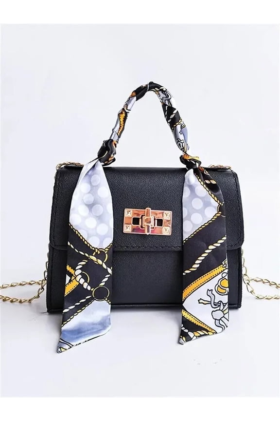 Women Fashion Simplicity Solid Color Handbag Niche Design Silk Scarf Mini Chain Single Shoulder Crossbody Bag