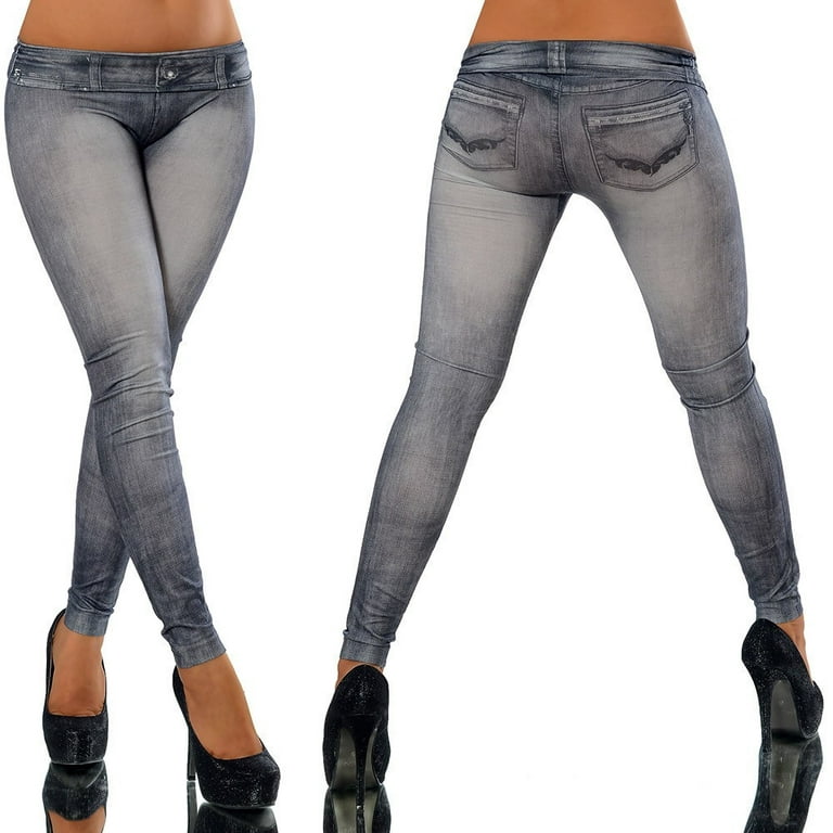 Women Fashion Skinny Jeans Denim Printed Full Length Seamless Leggings  Jeggings 