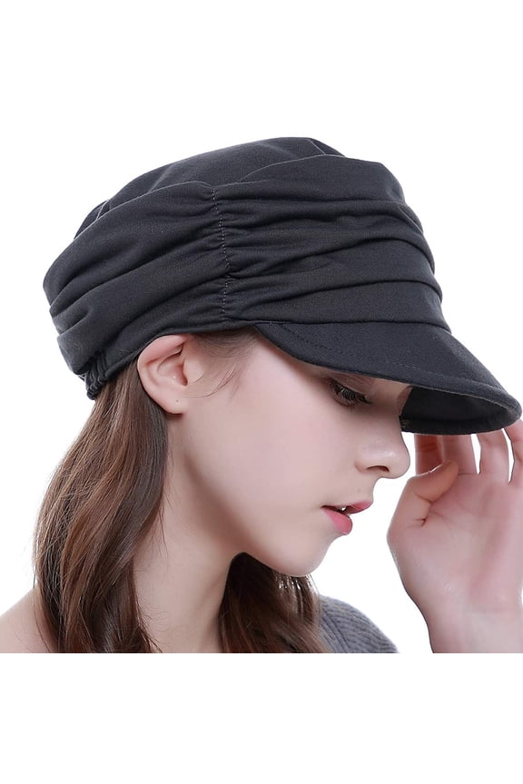 Women Fashion Soft-brimmed Pleated Tongue Dome Sun Sun Hats for Women Black One Size