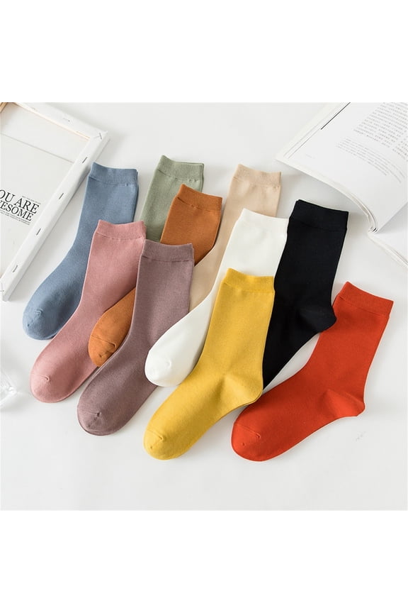 Women Fashion Solid 10 Pairs Of Comfortable Casual Stretch Socks Socks Size 13-15 Training Socks Women Running Toe Socks Young Girls Socks Odor Eliminator Socks Women Stocking Summer Eyes Socks Sock