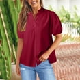 thumbnail image 1 of Women Fashion Solid Buttoned Shirt With Sleeves V Neck Casual T Shirt Top Sports Tops for Women Western Shirts Women Long Sleeves Extra Long Sleeve T Shirt Women Womens Cool Dry Summer Shirt for Women, 1 of 4