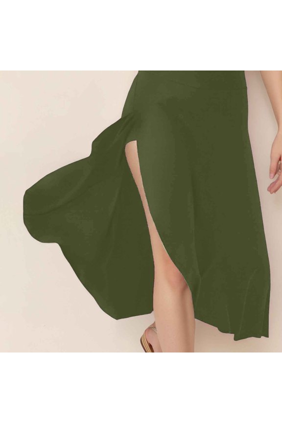 Women Fashion Solid Casual Elegant Ruffled High Waist Long Sport Dress Wrap Skirt Swimsuit Cover up Women's plus Skirts Women's Swimsuits with Skirts Matching Skirt Set Extra Long Bed Skirt Too Too