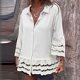 thumbnail image 1 of Women Fashion Solid Casual Lapel Long Sleeve Lace Ruffled Loose Shirt Top Western Shirts Women Solid Long Sleeve Shirts for Women Ladies Top Christmas Long Sleeve for Women Long Sleeve Summer Shirt, 1 of 4