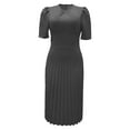 thumbnail image 1 of Women Fashion Solid Casual Loose Elegant Short Sleeve Pleated Long Dress Womens Loose Dresses Womens Fall Dresses Casual Summer Business Clothes for Women Casual Summer Dresses for Older Women Misses, 1 of 2