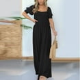 thumbnail image 1 of Women Fashion Solid Casual Loose Sleeve Short Sleeve Pleated Long Culottes Pants Jumpsuit Women Harem Jumpsuit for Women Romper Women Pocket Cyan Jumpsuit Junior Body Suit Womens Fall Jumpsuit Romper, 1 of 4