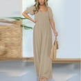 thumbnail image 1 of Women Fashion Solid Casual Loose Sleeve Short Sleeve Pleated Long Culottes Pants Jumpsuit Women Harem Jumpsuit for Women Romper Women Pocket Cyan Jumpsuit Junior Body Suit Womens Fall Jumpsuit Romper, 1 of 4