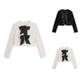 thumbnail image 1 of Women Fashion Solid Casual Temperament Bow Tie Sequined Short Long Sleeve Top Cardigan Sweaters for Women, 1 of 2