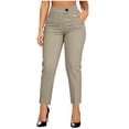 thumbnail image 1 of Women Fashion Solid Color Button Zipper Pocket High Waist Straight Leg Pants, 1 of 5