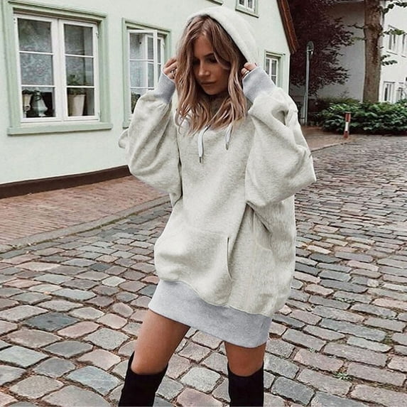 Women Fashion Solid Color Clothes Hoodies Pullover Coat Hoody Sweatshirt