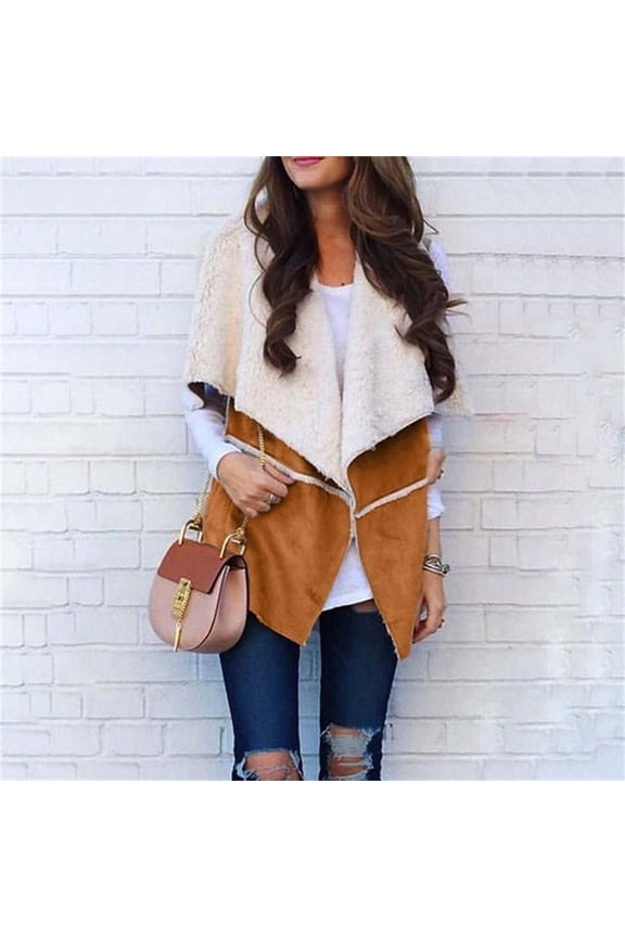 Women Fashion Solid Color Jacket Sleeveless Lapel Vest Loose Coat plus Size Maternity Jacket A Line Zip Jacket Women Bed Jackets for Women plus Size Ladies Jackets Lightweight Outerwear Women Jacket