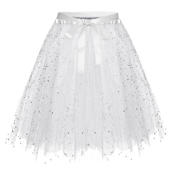 Women Fashion Solid Color Lace Up Bow Puffy Skirt Handmade Skirt Performance Skirt White B