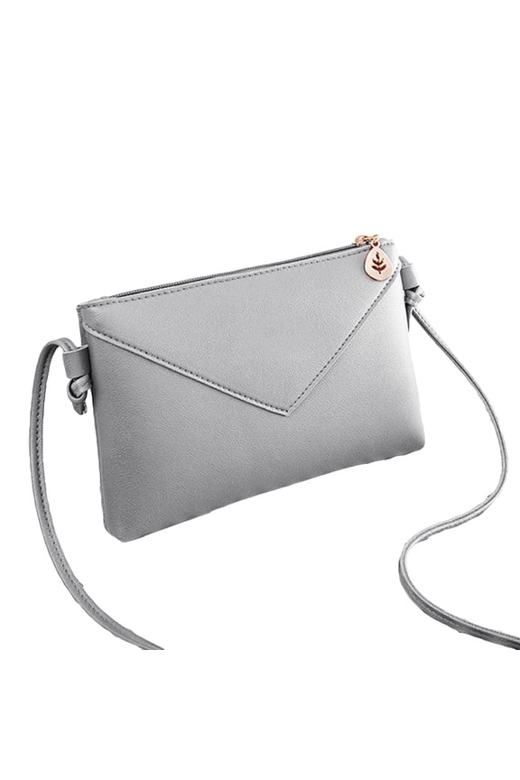 Women Fashion Solid Color Leaf Zipper Shoulder Bag Crossbody Handbag Phone Pouch