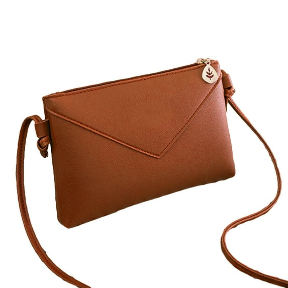 Women Fashion Solid Color Leaf Zipper Shoulder Bag Crossbody Handbag Phone Pouch