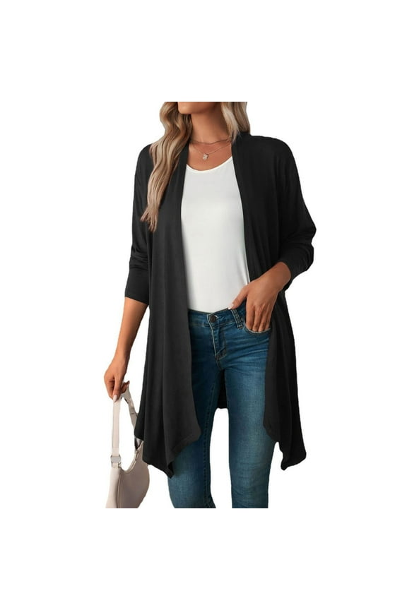 Women Fashion Solid Color Long Sleeve Cardigan Long Loose Top Jacket Coat Winter Jacket Women Tall plus Size Coats for Women plus Size Western Wear Womens Heavy Winter Coat Women's Duster Coat plus