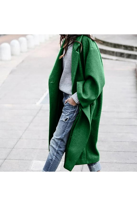 Women Fashion Solid Color Outwear Winter Long Sleeve Lapel Long Jacket Trench Coat With Jacket Swing Winter Coats for Women Rain Jacket for plus Size Women plus down down Coats for Women plus Size