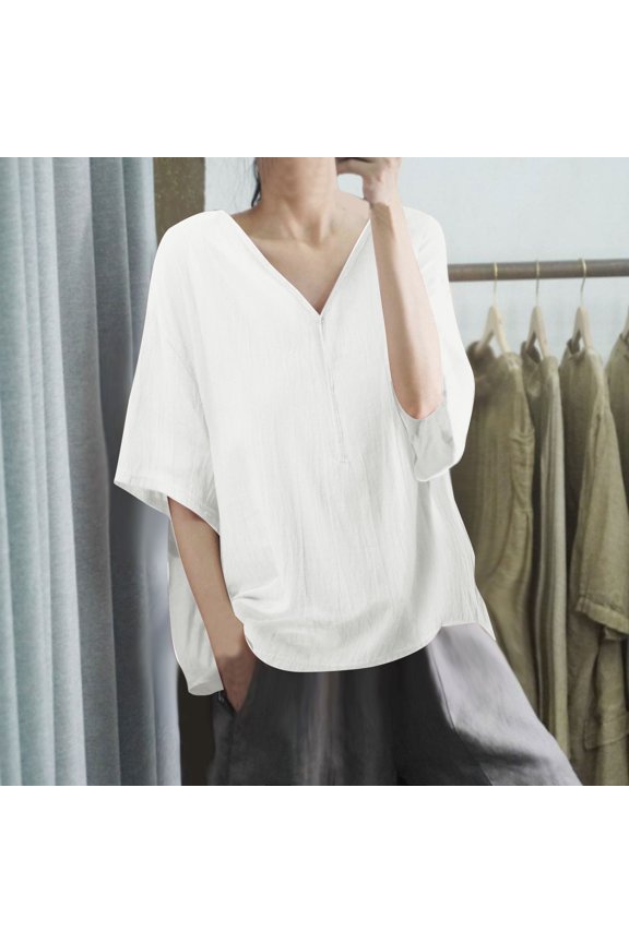 Women Fashion Solid Comfort V Neck Casual Loose Pullover Shirt T Shirt Top Casual Summer Shirts Loose Fit Womens Top Womens Summer Tops T Shirt Women for Women Technical Shirts Women Women Hiking Tops