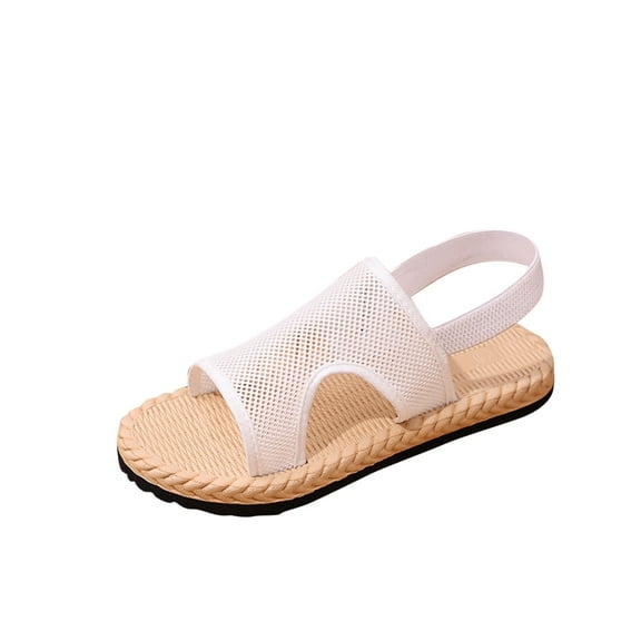 Women Fashion Solid Cutout Sandals Mesh Eyelet Breathable Slingback Espadrilles Open Toe Casual Flats for All Season