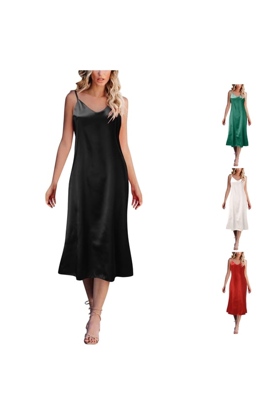 Women Fashion Solid Dress Sleeveless Strap V Neck Dress Loose Dress Home Nightdress Leopard Print Nighties XXL