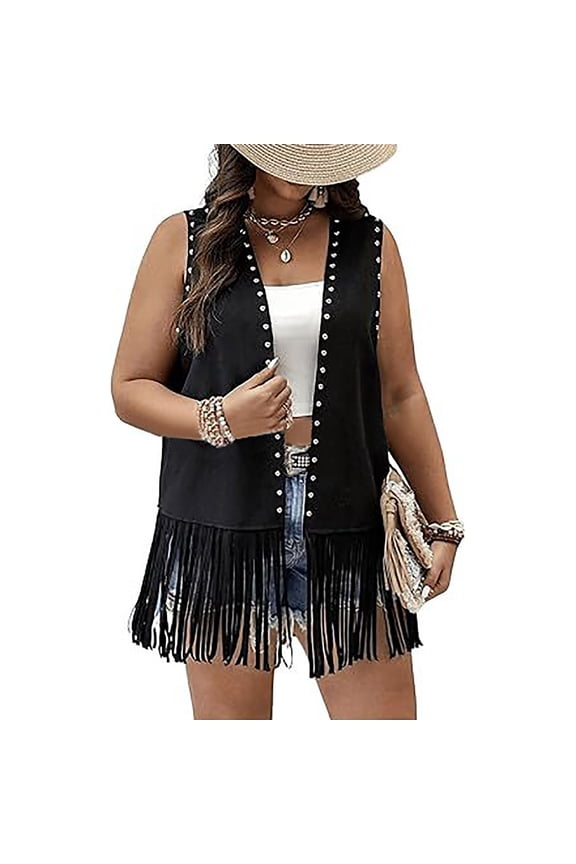 Women Fashion Solid Fringe Vest Vintage Vest Sleeveless Jacket Top Creme Cardigans plus Size Swing Cardigan Womens Button up Cardigan Sweaters Tan Open Sweater Fall Cardigans for Women Lace Cardigans