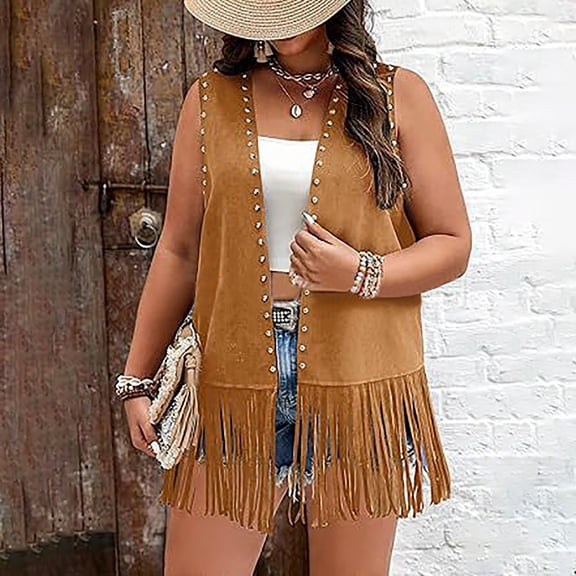 Women Fashion Solid Fringe Vest Vintage Vest Sleeveless Jacket Top Sweatshirt Cardigan Women Knit Cardigans for Women Women Cardigan Sweaters for Fall Leopard Sweater Dress plus Cardigan Petites