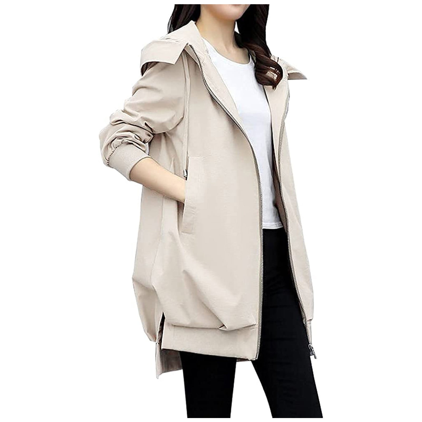Solid Hooded Pocket Outerwear, Women's Casual Buttons Long Sleeve Fashion Loose Women's Clothing Coat,Temu