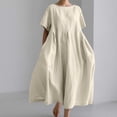 thumbnail image 1 of Women Fashion Solid Loose Dress Pullover Round Neck Over The Knee Long Skirt Long Summer Dresses for Women Maternity Surplice Dress Casual Summer Dress Women Summer Dresses for Women Comfy Dresses for, 1 of 4