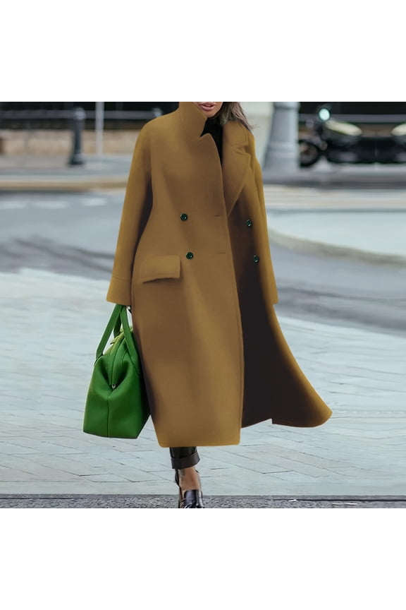 Women Fashion Solid Loose Woolen Coat Warm Long Sleeve Style Coat Open Lightweight Cardigan Netted Cardigan Drape Front Cardigan Tan Sweater Women Cardigan Loose Fit Cardigans for Women Lightweight