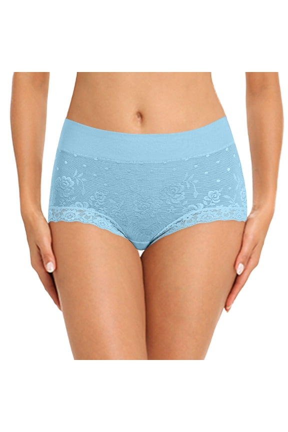 Women Fashion Solid Mid Waist Lace Comfortable Breathable Underwear Feel Foxy Booster Panties Surprise Underwear Pack for Women Underwear for Women Firm Women plus Size Hi Cut Panties for Women