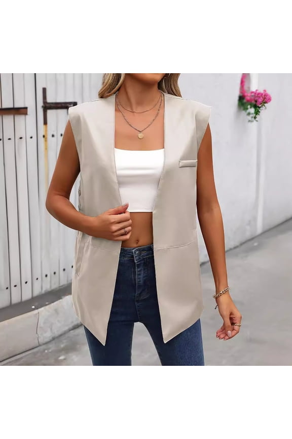 Women Fashion Solid PU Leather Vest Casual Cardigan Sleeveless Vest Coat Top Front Open Cardigan Women Light Weight Cardigan And Sweater And Sweaters for Women Womens plus Cardigans Sweater 4x Sweater