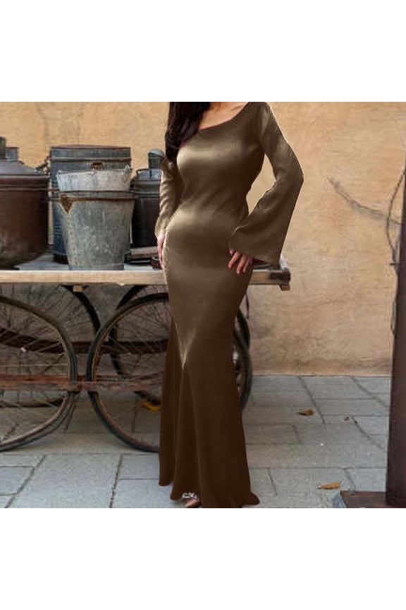 Women Fashion Solid Round Neck Long Sleeve Lace Up Style Lazy Wind Dress Summer Dress for Women Ladies Dress Womens Summer Wrap Dresses Shirt Dresses with Pockets Womens Floral Maxi Dress Womens Mini