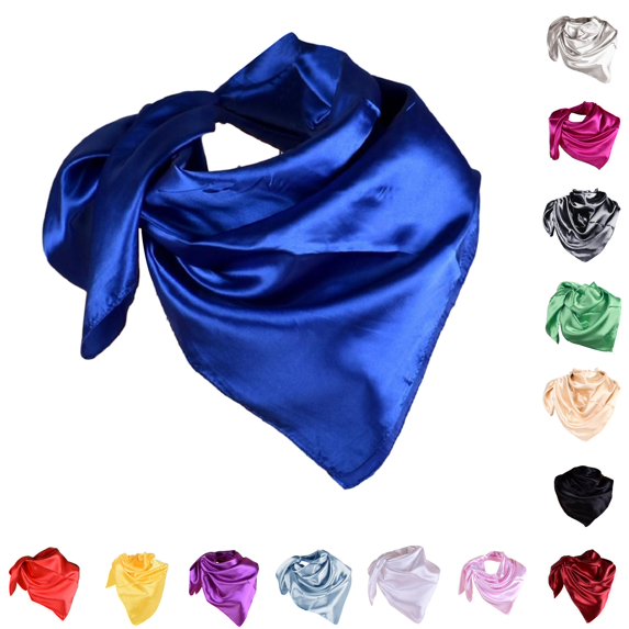 Women Fashion Solid Satin Square Head Scarf Lightweight Neck Scarves Hair Bandana Neckerchief