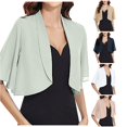 thumbnail image 1 of Women Fashion Solid Shawl Dress Party Small Vest Daily Loose Casual Coat Womens Button down Long Sleeve Cardigan, 1 of 5