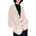 thumbnail image 1 of Women Fashion Solid V Neck Button Casual Loose Sweater Knitted Cardigan Coat, 1 of 2