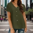 thumbnail image 1 of Women Fashion Solid V Neck Short Sleeve Shirt Chiffon Shirt Casual Pearl Top Athletic Top Top Women Loose Casual Short Sleeve Extra Large Women Long Sleeve Undershirt for Women Striped Short Sleeve, 1 of 4